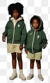 PNG A two black kids wearing hoody in the green room carry tennis equipment sweatshirt child cute. AI generated Image by rawpixel.
