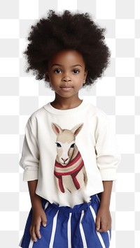PNG A little black girl wearing alpaca shirt mammal cute white background. AI generated Image by rawpixel.