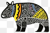 PNG  African tribal pattern hippo drawing sketch animal. AI generated Image by rawpixel.