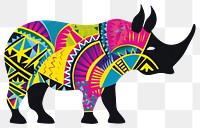 PNG African tribal pattern rhino mammal animal rhinoceros. 