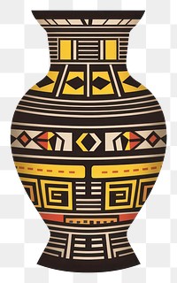 PNG  African tribal pattern vase pottery urn creativity. AI generated Image by rawpixel.