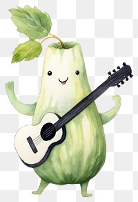 PNG  Cucumber dancing guitar food white background. AI generated Image by rawpixel.