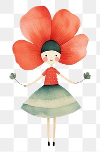 PNG  Poppy flower dancing white background representation creativity. AI generated Image by rawpixel.