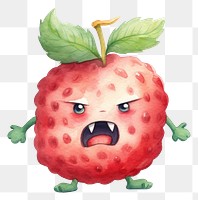 PNG  Angry running raspberry strawberry fruit plant. AI generated Image by rawpixel.