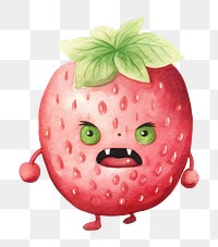 PNG  Angry running raspberry fruit plant food. AI generated Image by rawpixel.