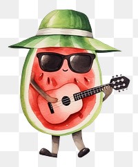 PNG  Watermelon glasses sunglasses guitar. AI generated Image by rawpixel.