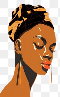 PNG African girl head portrait earring jewelry. 