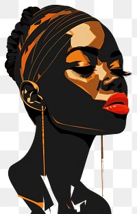 PNG  African girl head portrait earring art. AI generated Image by rawpixel.