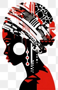 PNG  African tribal woman poster art advertisement. AI generated Image by rawpixel.