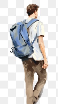 PNG Man with backpack walking adult bag. AI generated Image by rawpixel.
