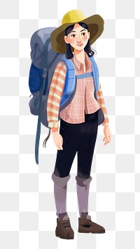 PNG Woman hiker footwear backpack white background. AI generated Image by rawpixel.