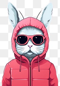 PNG  Baby rabbit wear glassesn sweatshirt jacket hood. AI generated Image by rawpixel.