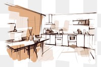 PNG Minimal kitchen drawing sketch furniture. AI generated Image by rawpixel.