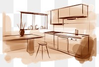 PNG Minimal kitchen furniture cabinet drawing. AI generated Image by rawpixel.