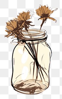 PNG Dried flowrs jar sketch white background. AI generated Image by rawpixel.