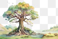 PNG With A big tree outdoors painting plant. AI generated Image by rawpixel.
