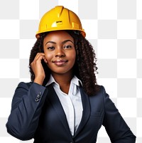 PNG  African american woman helmet portrait working. AI generated Image by rawpixel.
