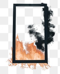 PNG Burning painting frame fireplace architecture destruction. AI generated Image by rawpixel.