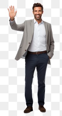 PNG  Man with welcoming gesture standing blazer adult. AI generated Image by rawpixel.