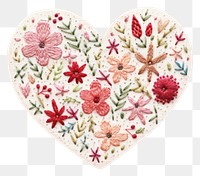 PNG Embroidered floral heart design.