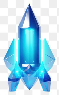 PNG  Sparkling blue diamond rocket icon Trophy crystal. AI generated Image by rawpixel.