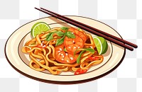 PNG Pad thai chopsticks noodle food. AI generated Image by rawpixel.