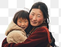 PNG Mongolian woman holding and daughter hugging cheep in the style lomo filter portrait adult smile. 