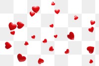PNG  Red hearts backgrounds petal celebration. AI generated Image by rawpixel.