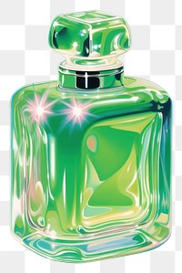 PNG Glass bottle of perfume rectangle shape light green illuminated. AI generated Image by rawpixel.