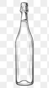 PNG  Champagne bottle sketch glass drink. AI generated Image by rawpixel.
