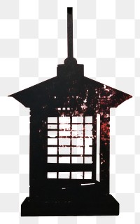 PNG Silkscreen of a lantern architecture silhouette lighting. AI generated Image by rawpixel.