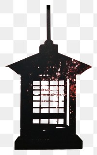 PNG Silkscreen of a lantern architecture silhouette lighting. 