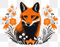 PNG Simple fox in flowers circle pattern animal mammal. AI generated Image by rawpixel.