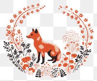 PNG Simple fox in flowers circle mammal animal art. AI generated Image by rawpixel.