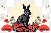 PNG Simple rabbit in flowers circle animal rodent mammal. AI generated Image by rawpixel.