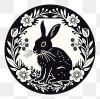 PNG Simple rabbit in flowers circle representation creativity cartoon. AI generated Image by rawpixel.