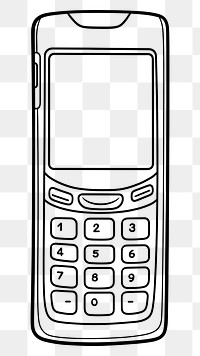 PNG  Phone sketch white background electronics. AI generated Image by rawpixel.