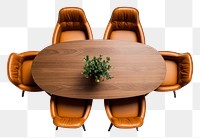 PNG  Oval round table chair furniture brown. AI generated Image by rawpixel.