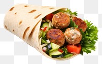 PNG  Turkey meatballs wrap with vegetables bread food white background. AI generated Image by rawpixel.