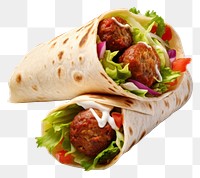 PNG  Turkey meatballs wrap with vegetables bread food meal. AI generated Image by rawpixel.