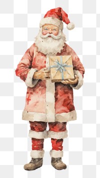 PNG A Santaclaus holding a giftbox christmas drawing paper. 