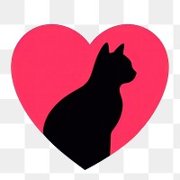 PNG Cat in heart silhouette animal mammal. 