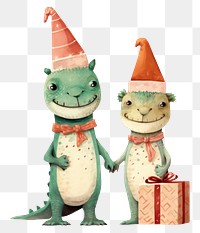PNG Happy 2 Chinese Dragons holding a giftboxs hat representation togetherness. AI generated Image by rawpixel.