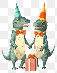 PNG  Happy 2 Chinese Dragons holding a giftboxs animal hat representation. AI generated Image by rawpixel.