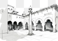 PNG Mosque courtyard drawing sketch architecture. AI generated Image by rawpixel.