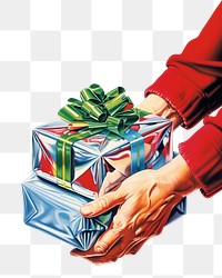 PNG A hand holding a Christmas presents gift celebration surprise. AI generated Image by rawpixel.