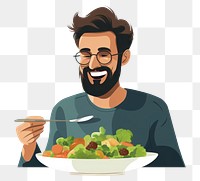 PNG A man eating salad adult happy food. AI generated Image by rawpixel.