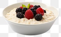 PNG  A bowl of oats porridge raspberry breakfast fruit. AI generated Image by rawpixel.