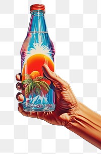 PNG A cola bottle holding produce drink. AI generated Image by rawpixel.