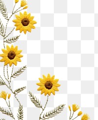 PNG Upper frame border with little sunflower pattern backgrounds embroidery. AI generated Image by rawpixel.